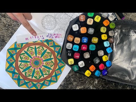 My FIRST ASMR Video 🐈 | Finishing my Mandala 🖌️ (Playing with Markers, Showing Mandalas, Tapping)
