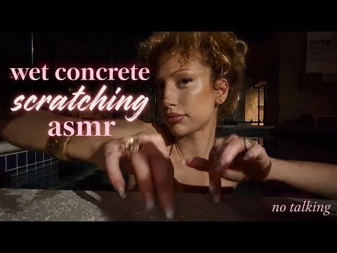 Pure Wet Concrete ASMR w/ Long Nails (no talking, dark screen)
