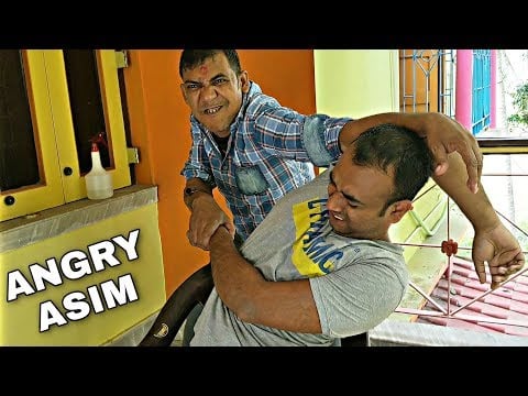Asim barber Angry Head and upper body massage with loud & unique cracking | Indian ASMR