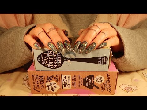 SCRATCHING & STROKING CARDBOARD BOXES / PLASTIC MATERIAL NO-TALKING ASMR || LONG BLACK HOLO NAILS