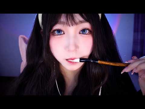 ASMR Saliva Face Painting 🎨 Close-Up Personal Attention for Sleep