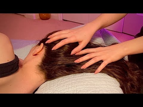 ASMR Nape Neck and Back Scratches no talking, Long Nails,  Hair play, so many tingles!
