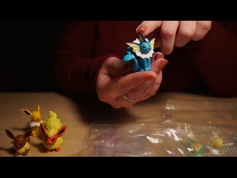 Binaural ASMR/Whisper. Unboxing Eeveelution Pokémon Figures (Ear-to-Ear Whispering, Crinkles))