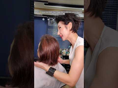 PART 2 ✨ Korean Hair ASMR | Razor Shaggy Bob Cut With Soft Layers & Beautiful Natural Movement 🇰🇷