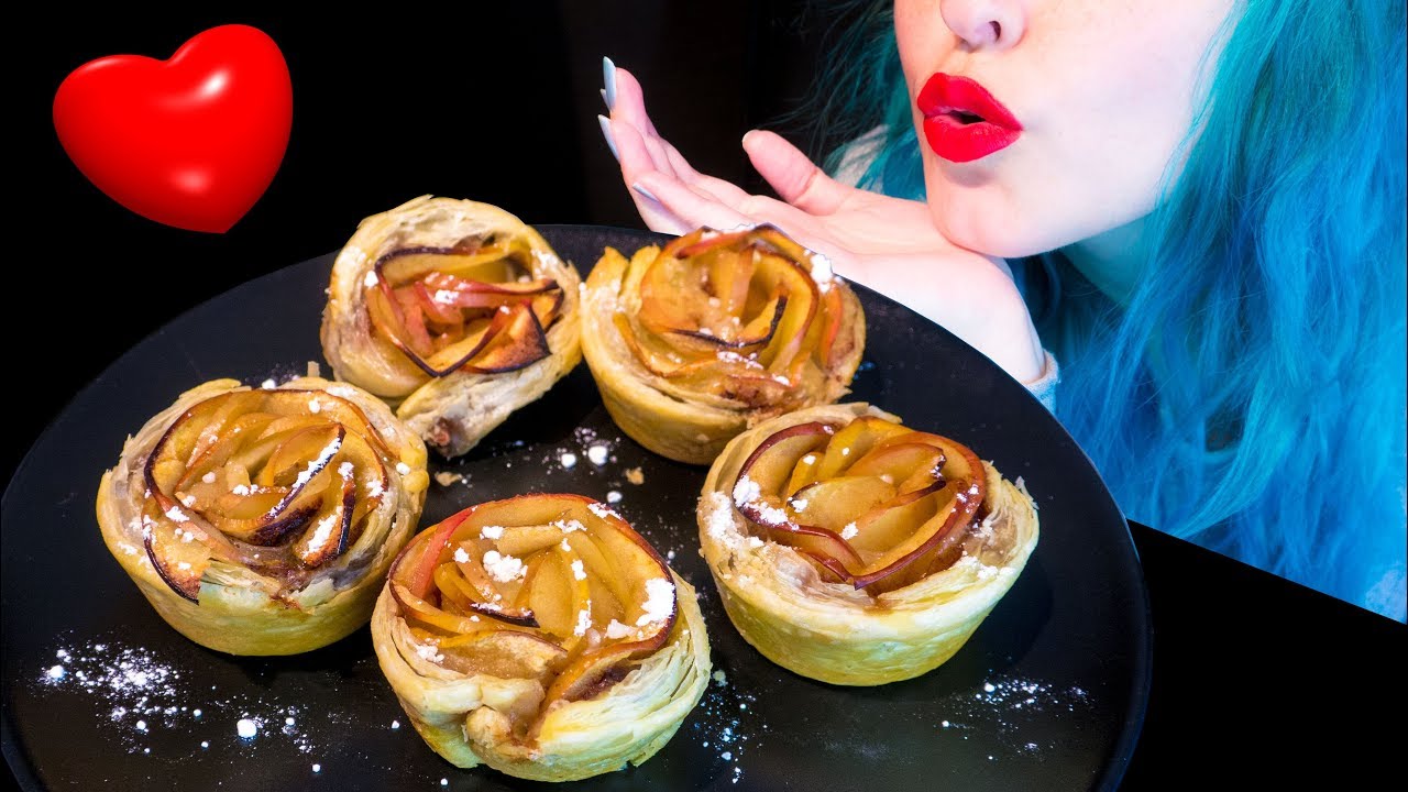 ASMR: Juicy Nutella Apple Roses | Valentine's Day Recipe ~ Relaxing Eating [No Talking|V] 😻