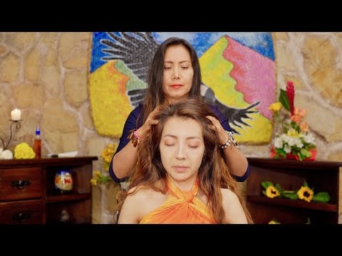 Nelly & Karen's ASMR massage with whispering sounds & henna art for tingles, relaxation, sleep 💆🏻‍♀️