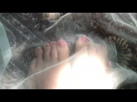 ASMR FEET in transparent scarf