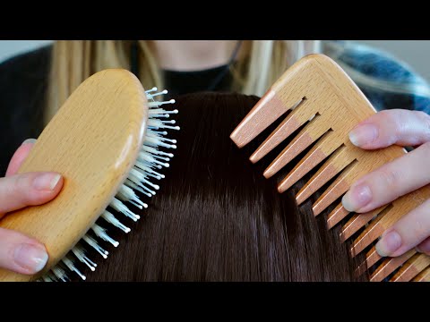 ASMR Soothing Hair Brushing and Hair Play (Rainy Day, Tingly Whisper)