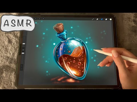 😴 iPad ASMR (3 HOURS) - Painting a POTION glass 🧪- Clicky Whispers - Writing Sounds