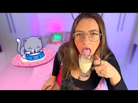 ASMR- Drinking milk like a cat 😻