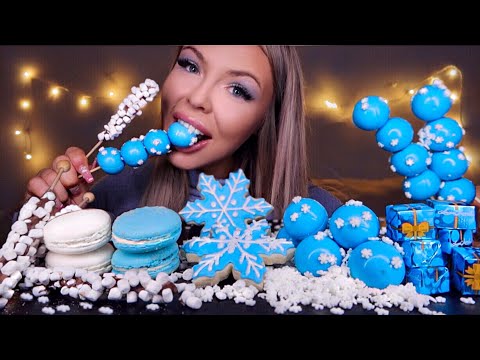 ASMR CHOCOLATE PRESENTS, SNOWFLAKE GUMMY JELLY, SNOWFLAKE COOKIES, MARSHMALLOW STICKS MUKBANG 먹방