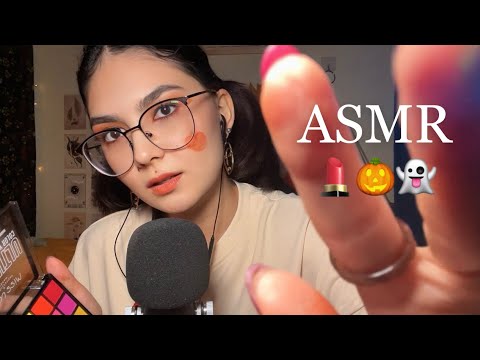 ASMR🎃doing your Halloween makeup at a salon (mouth sounds, soft spoken, whispering, layered sounds)