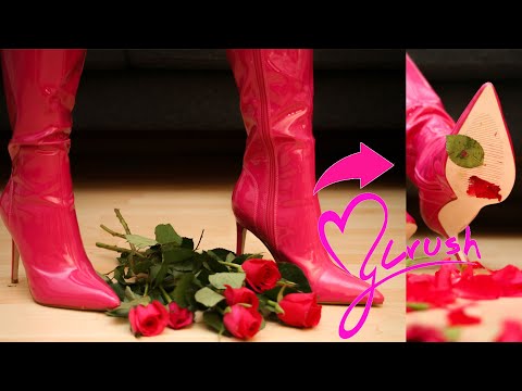 ASMR - Crushing red roses with stiletto boots