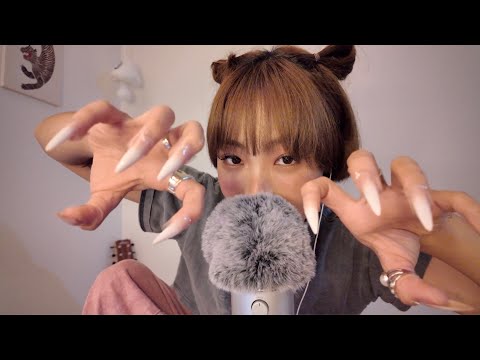 [ASMR] 긴 손톱으로 간질간질 스크래칭 Fast tickle and scratching  (핸드무브먼트, 단어반복, 입소리, handmovement)