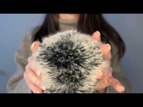 ASMR Fluffy Mic Scratching with Mic Blowing for Sleep (Face Brushing, Rain, No Talking, 3 Hours)