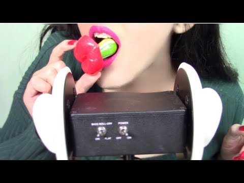 ASMR Lollipop Eating Sounds 3DIO Ear To Ear - eating lips 👄 lollipop candy 🍭