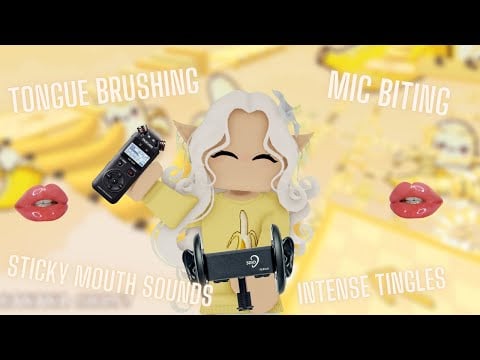 Roblox ASMR 🤍tongue brushing, mic biting & sticky mouth sounds🤍 (NO TALKING)