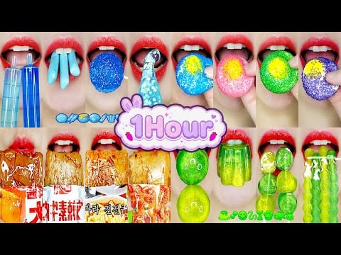 ASMR 1 HOUR EMOJI FOOD CHALLENGE 🍭 Satisfying Eating Sounds for Sleep