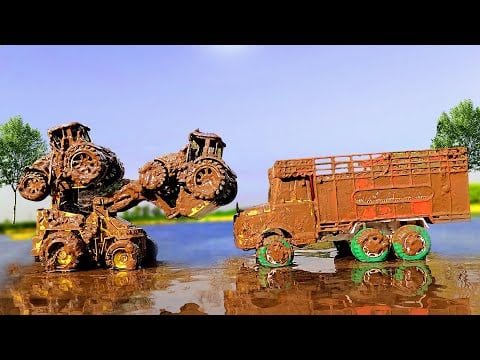 Muddy Swaraj Tractor Help Jcb And Water Jump Muddy Cleaning Mud Toys | Tractor Video