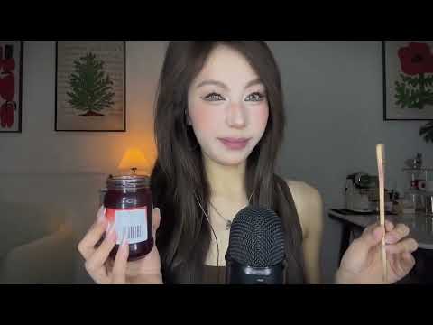 ASMR｜两种勺子🥄吃🍓果酱（黏糊糊的口腔音） #ASMR #口腔音 #助眠解压 #蜂蜜勺 #asmr治愈