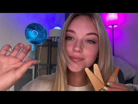 ASMR Personal Attention for sleep & relaxation / wooden makeup, haircare, & skincare