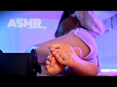 【ASMR/実写】お風呂上がりに素足を保湿ホットオイルスクラッチ🦶💜【睡眠導入/No Talking/Triggers for sleep/Relaxation/scratching/massage】