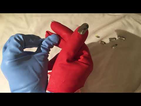 RUBBER GLOVES❤  My SILVER Glove Nails gets ripped off ❗ [[ASMR]]