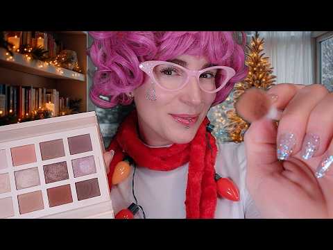ASMR - Frenchy Does your Holiday 🎁 Makeup, Outfit & Eyebrows (layered, roleplay)