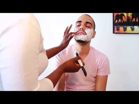 ASMR Female Barber Straight Razor | Hot Towel Beard SHAVE (face oil massage included)