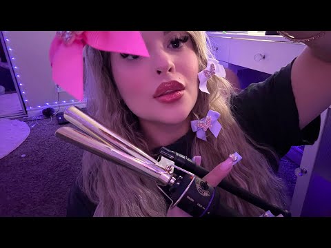 ASMR | Curling Your Hair & Styling It With Bows 🎀💜