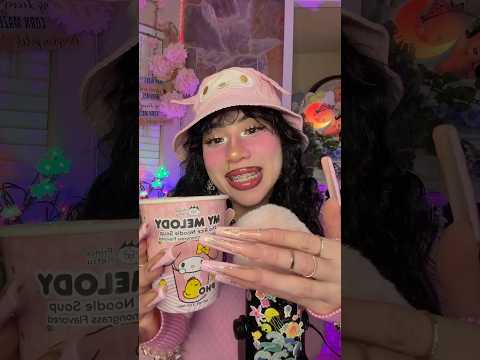 My Melody Noodles MUKBANG🍜🤤💕   #asmrtriggers #mukbang #asmr #shorts