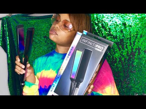 TRYING CONAIR RAINBOW TITANIUM FLAT IRON