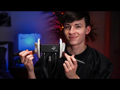 ASMR Ear Brushing Assortment for Sleep (makeup brush, q-tip, shirt brushing)