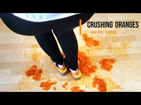 Stepping on oranges with high heel slippers #shoes #heels #asmr #asmrsounds #crush