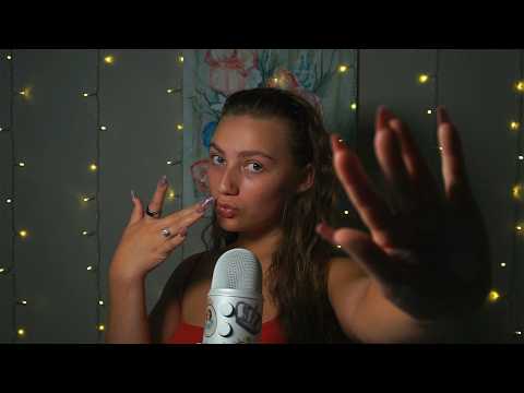 Kissing you goodnight ASMR (sleepy mouth sounds and hand movements) 