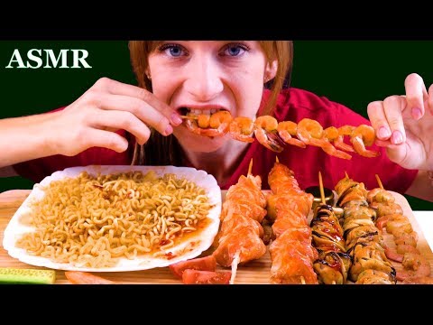 ASMR NUCLEAR FIRE NOODLES & BBQ SHRIMP, SALMON, MUSSELS EATING SOUNDS | LiLiBu ASMR