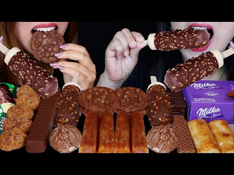 ASMR MILKA CHOCOLATE COOKIES, PEPPERO ICE CREAM BARS, HONEYCOMB CHOCOLATE, FREEZE-DRIED MILK DUDS 먹방