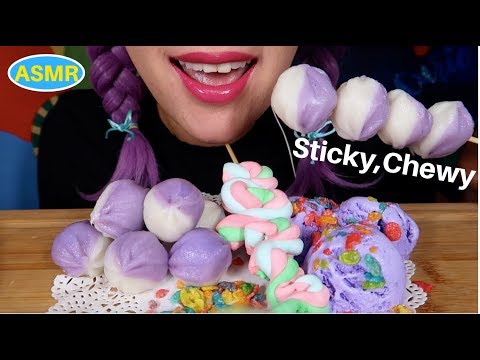 ASMR TTEOK+UBE ICE CREAM+MARSHMALLOW EATING SOUND |꿀떡+우베아이스크림+마시멜로우 리얼사운드 먹방|CURIE.ASMR