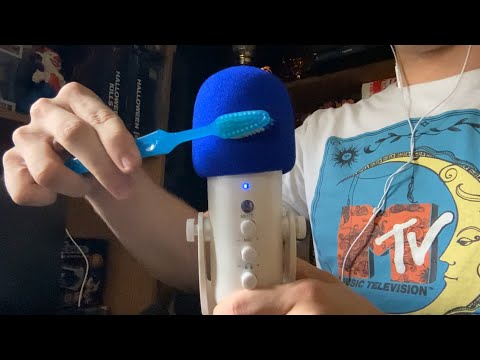 Blue Mic Cover Scratching with Blue Toothbrush (no talking)