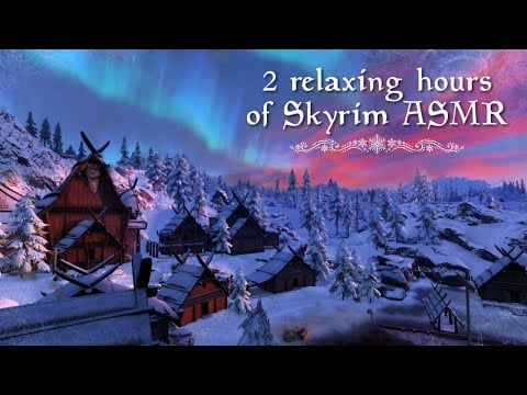 Skyrim ASMR 2 HOURS ❄️ Exploring Skyrim's Frozen Cities ❄️ Ear to Ear Whispering + Ambience
