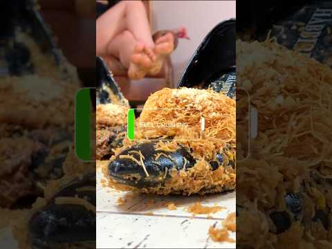 Pea vs. Kadayif! Barefoot Crushing Food In High Heels! Oddly Satisfying! ASMR
