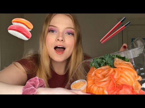 ASMR~ eating salmon sushi flower~sashimi~nigiri 🍣🥢