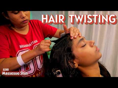 Hair Twisting Creates Slight Tingling Sensation and Reduce Stress For Angelia || ASMR Head Massage
