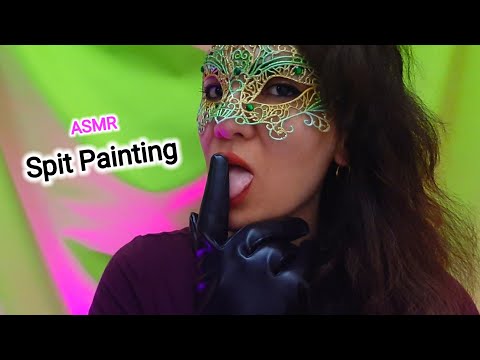 ASMR Spit Painting on Leather Gloves | ASMR Spit Painting with Leather Gloves & Tingly Mouth Sounds