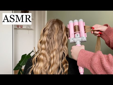 ASMR RELAXING HAIR STYLING FOR SLEEP 🤍 (hair play, spraying, brushing, hair waver, no talking)