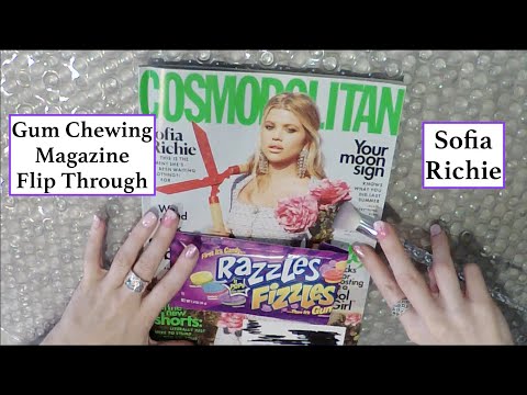 ASMR Gum Chewing Magazine Flip Through | Close Whisper | Sofia Richie