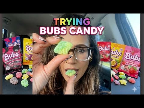 Trying virbal BUBS candy! So sour and good 