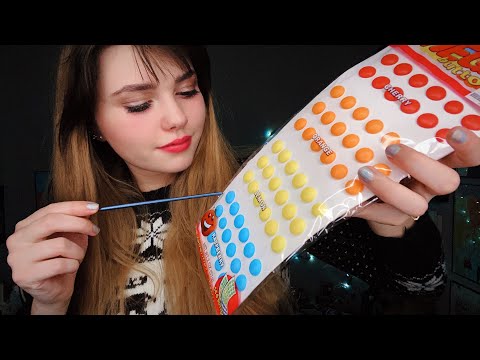 ASMR Counting Candy Buttons ~ Crinkles ~ Tracing With Pointer