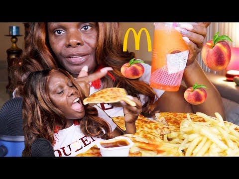 Trying Mcdonald's Peach Slush ASMR Pizza Time Eating