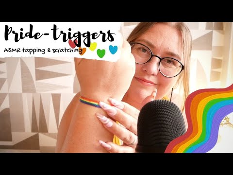ASMR med triggers i pride-färgerna (scratching, tapping, eating & almost no talking) 🏳️‍🌈